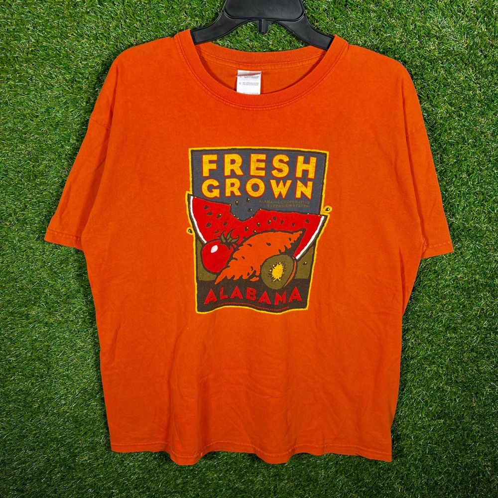 Gildan Ultra Cotton‎ Fresh Grown Alabama Graphic T-Shirt Orange Mens Large